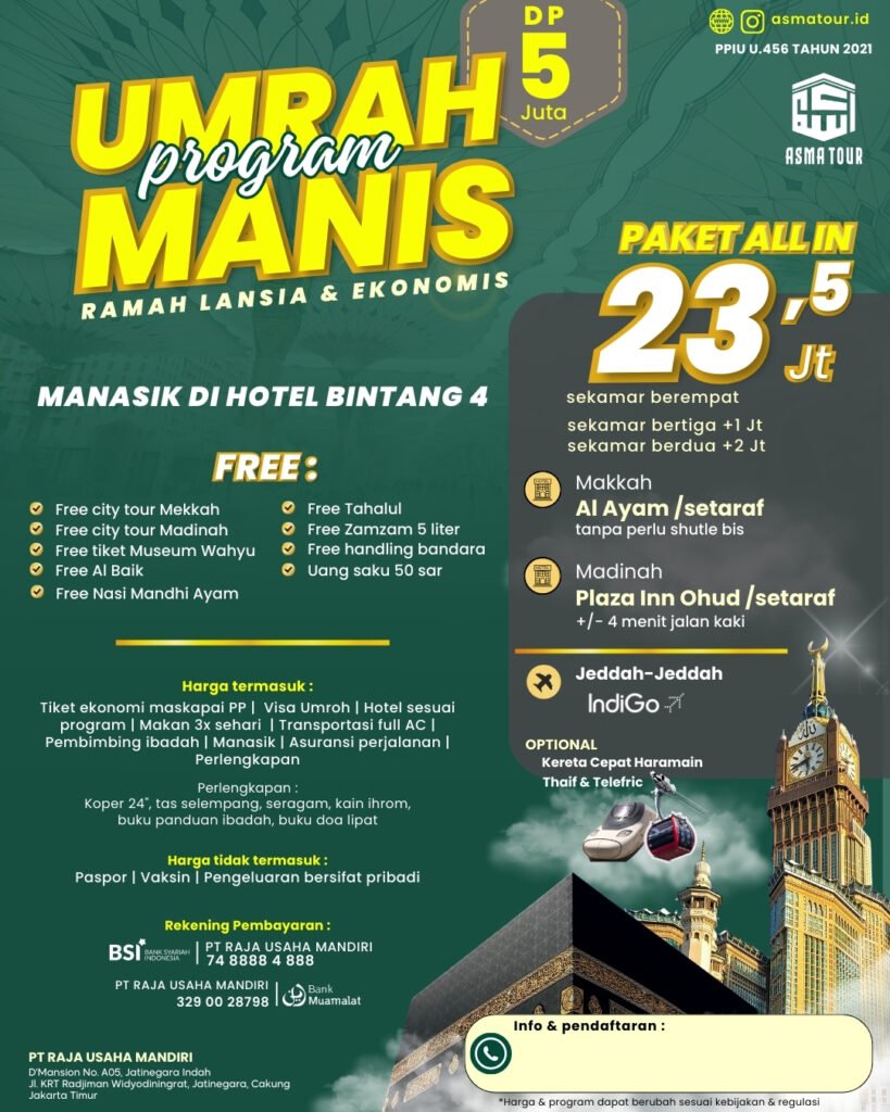 Paket Umroh Manis 23,5 jt